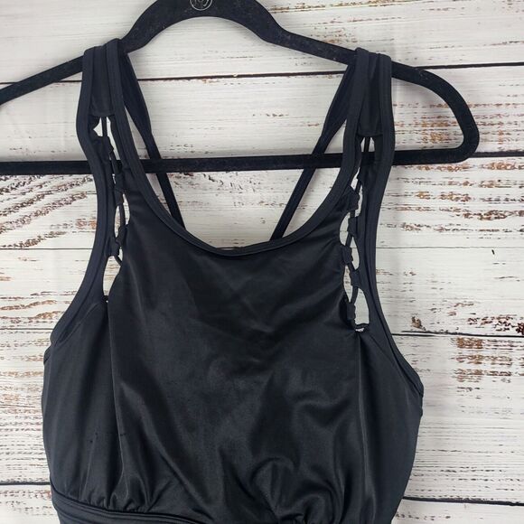 Athleta Tankini Swim Top 38B/C Womens Black Underwired Pullover Swimwear - Picture 2 of 12